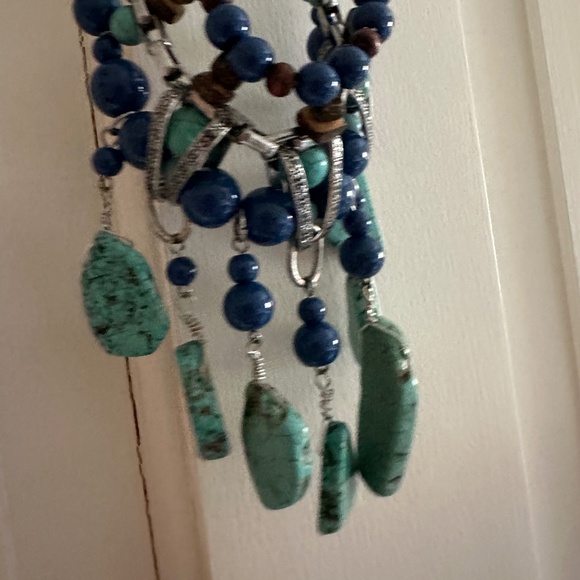 Robert Rose Vintage Turquoise and Silvertone Bibb Necklace - Picture 3 of 13